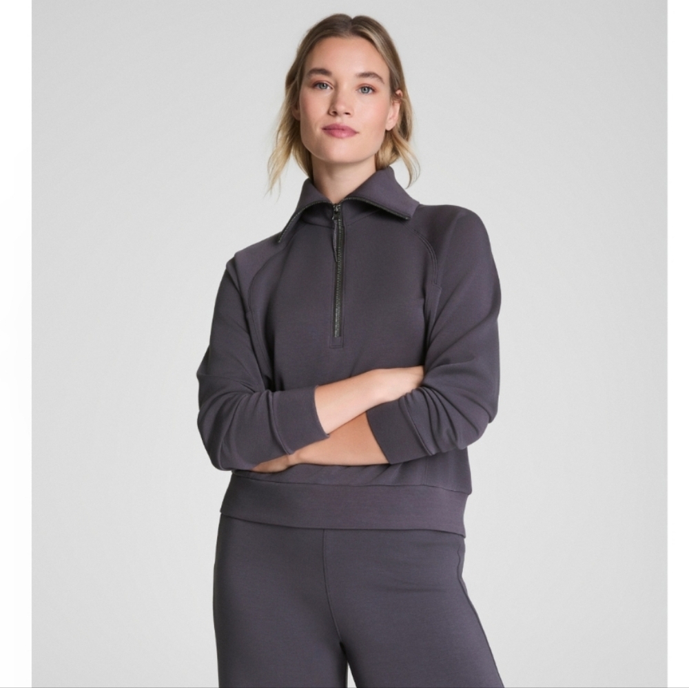 Spanx Air Essentials Half Zip Pullover In Storm S… - image 1